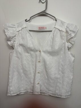 Ivy City Co Women’s Lana Blouse White Eyelet Size Medium Button Up